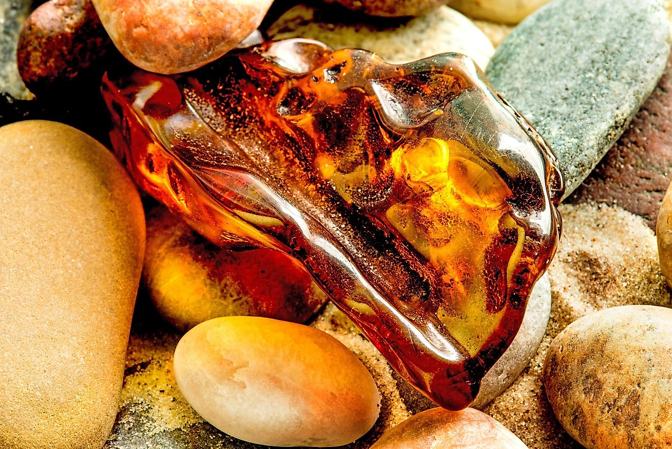 Amber on a beach of the Baltic Sea.