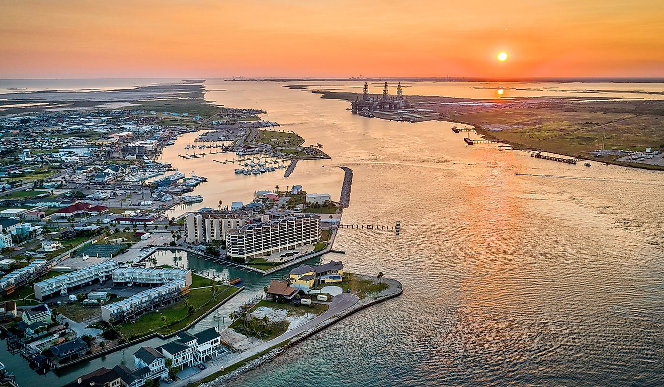 Aerial view of Port Aransas, Texas.