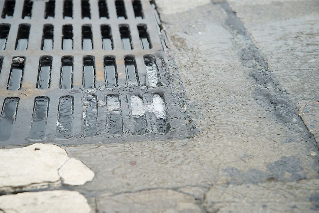 A storm drain helps collect stormwater.