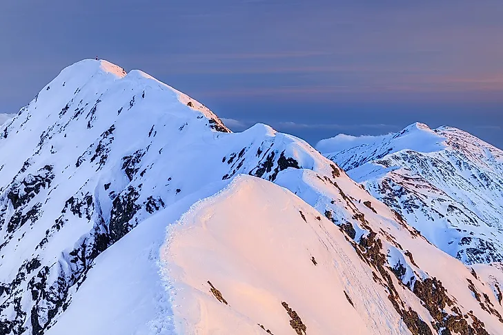 Moldoveanu, Romania's highest peak, covered by a blanket of snow.