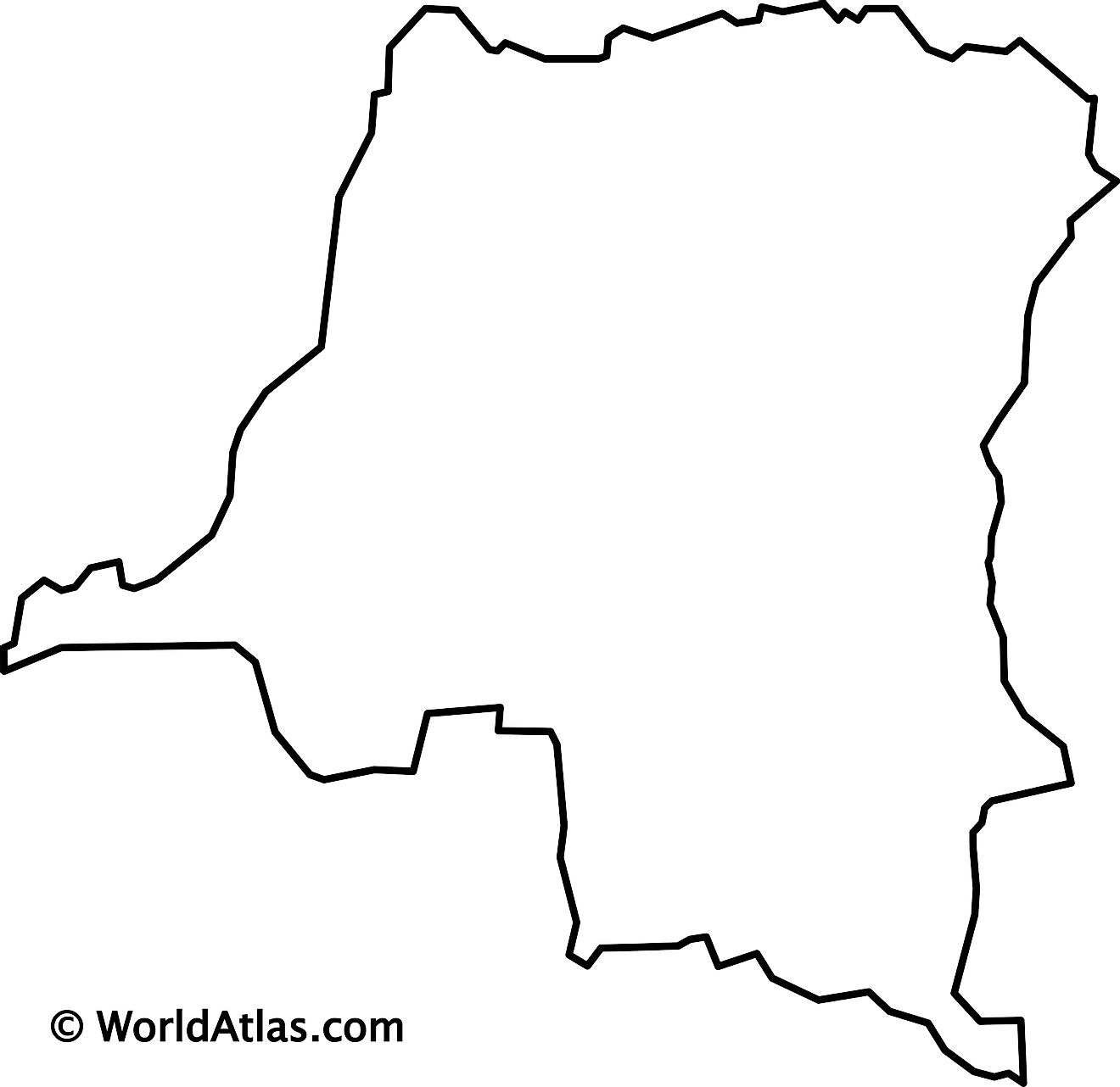 Blank outline map of the Democratic Republic of Congo
