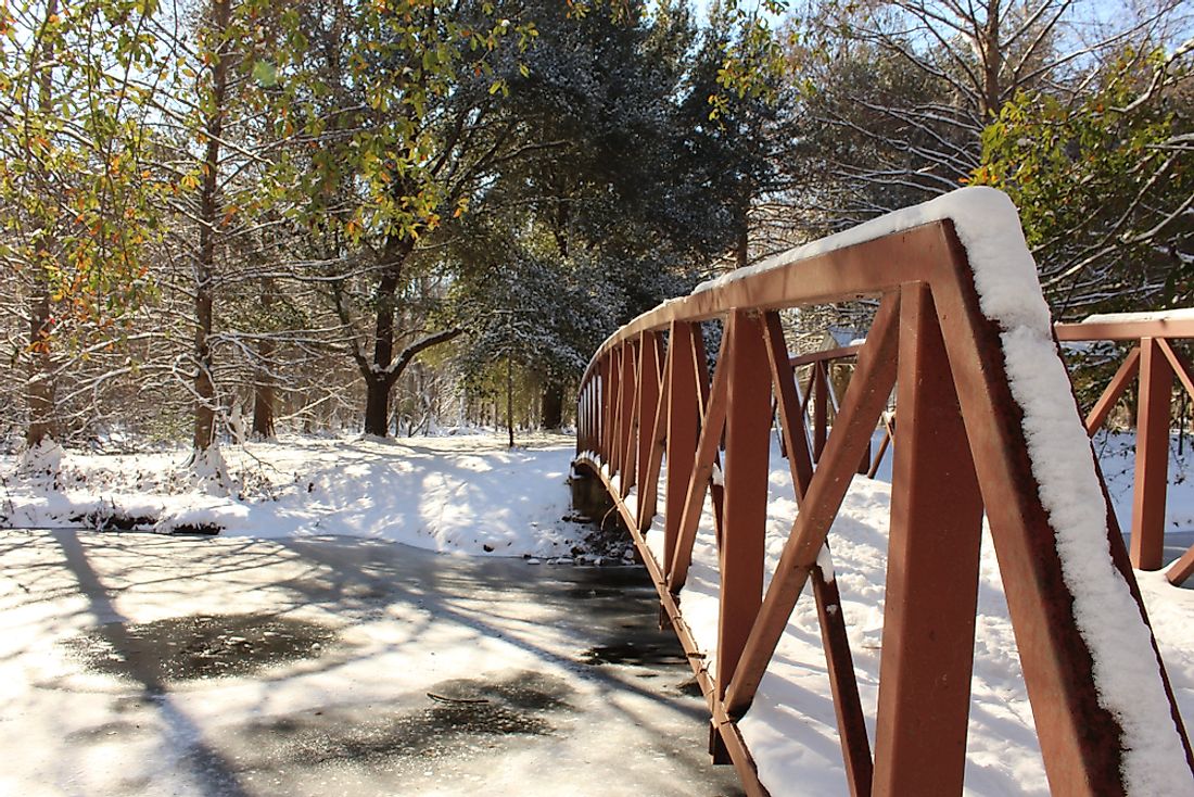 A small amount of snowfall in South Carolina. 