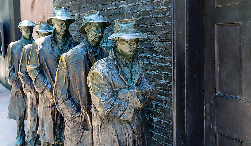 Great Depression and FDR memorial statue in Washington, D.C., United States.