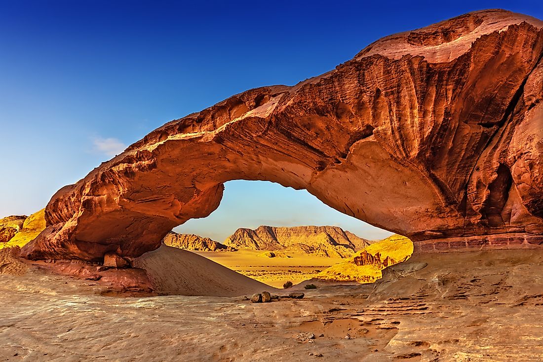 The Wadi Rum natural bridge, Jordan. 