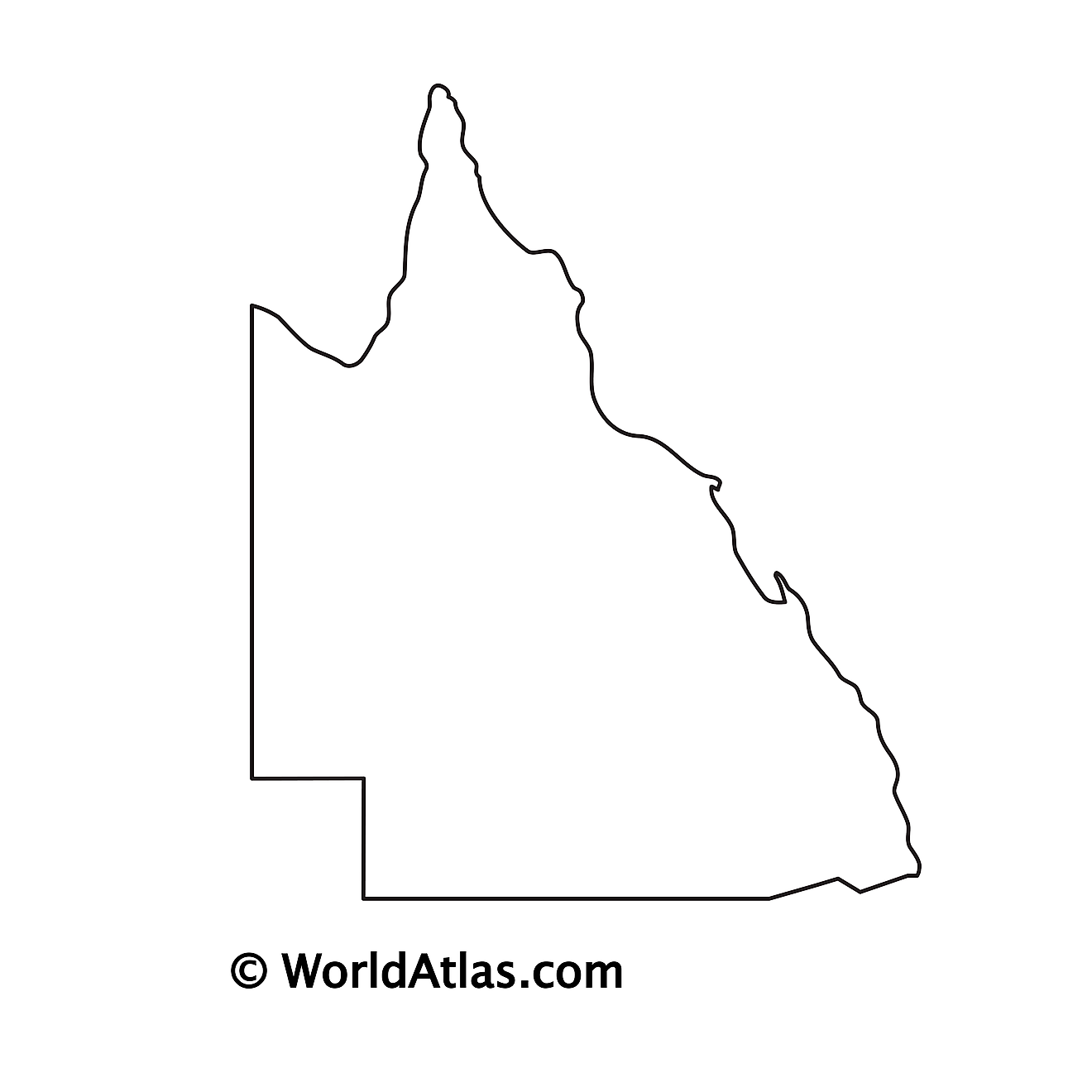 Blank Outline Map of Queensland