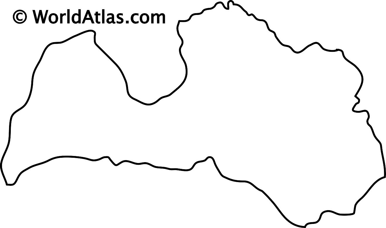 Mapa de contorno en blanco de Letonia