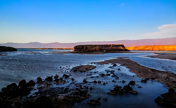 Panorama of Crater salt lake Assal, Djibouti.