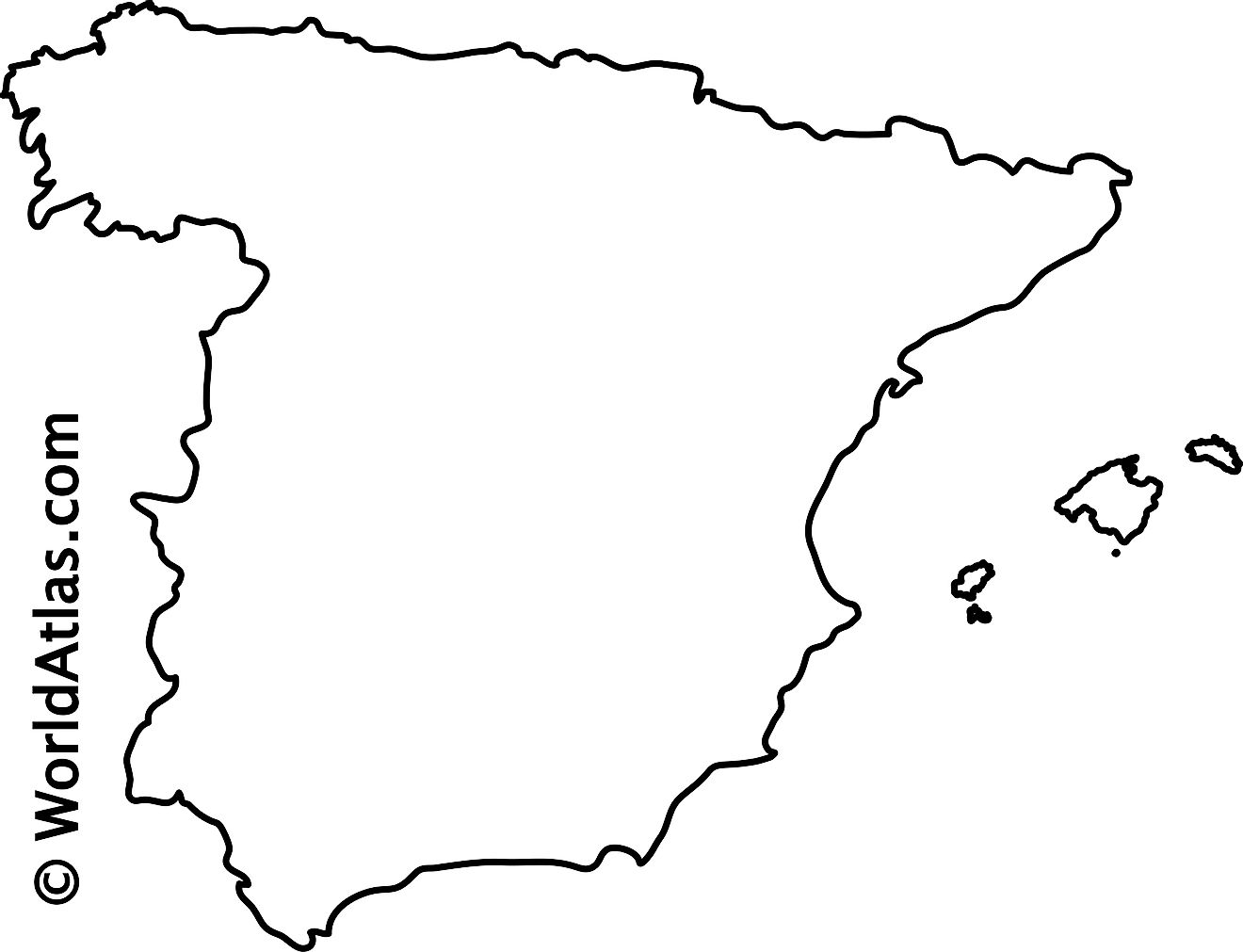 Mapa de contorno en blanco de España
