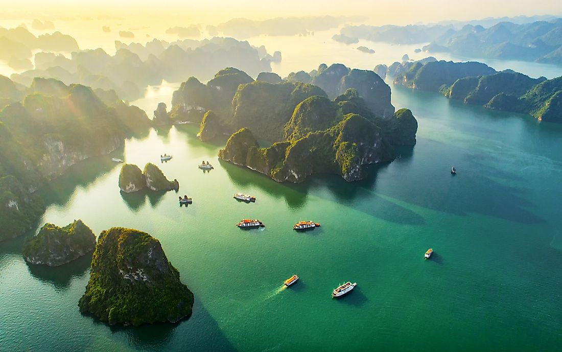 An aerial view of Ha Long Bay, Vietnam. 