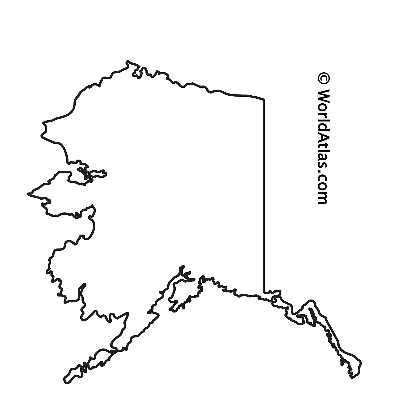Blank outline map of Alaska