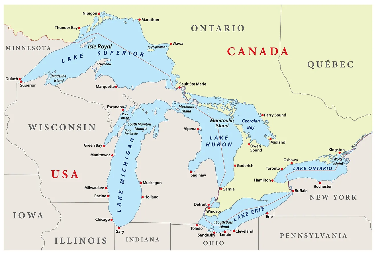 Map of the Great Lakes.