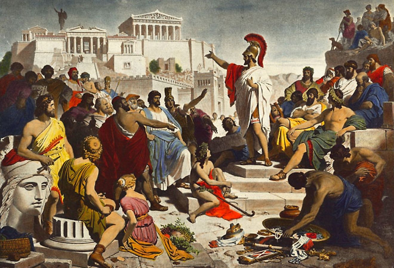 Nineteenth-century painting by Philipp Foltz depicting the Athenian politician Pericles delivering his famous funeral oration in front of the Assembly.
