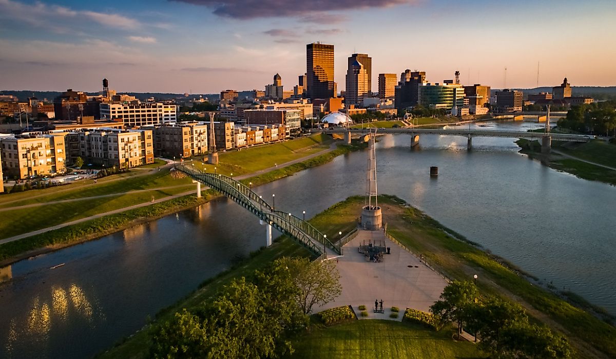 Confluences of the Mad and Great Miami Rivers and Dayton, Ohio, USA. 