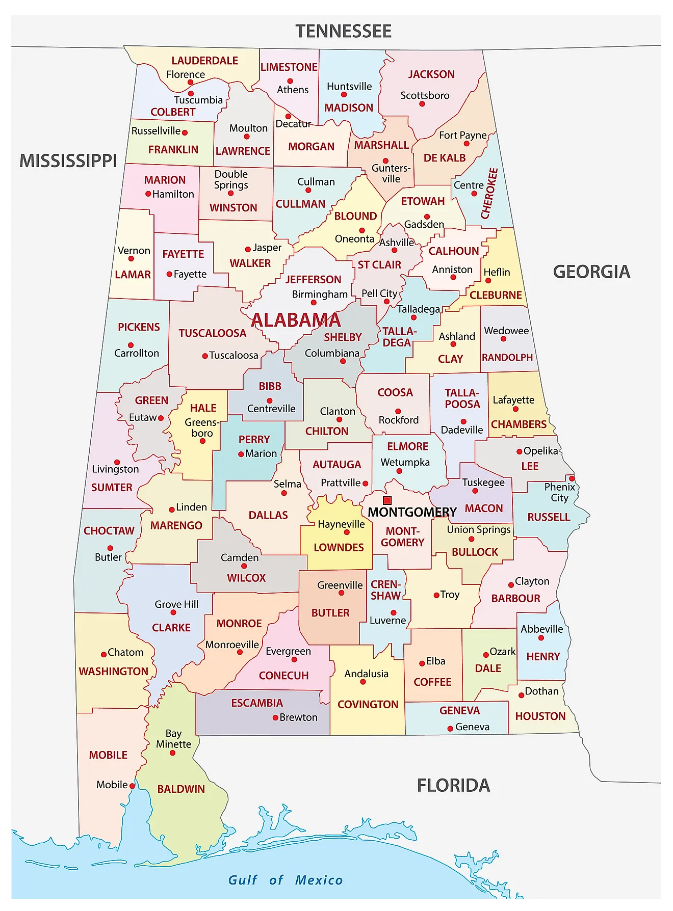 Alabama County Map