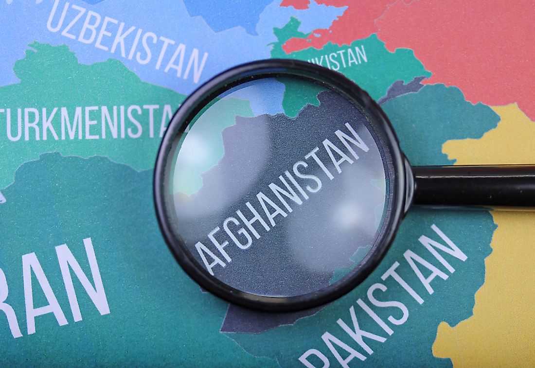Afghanistan close-up on a map. 