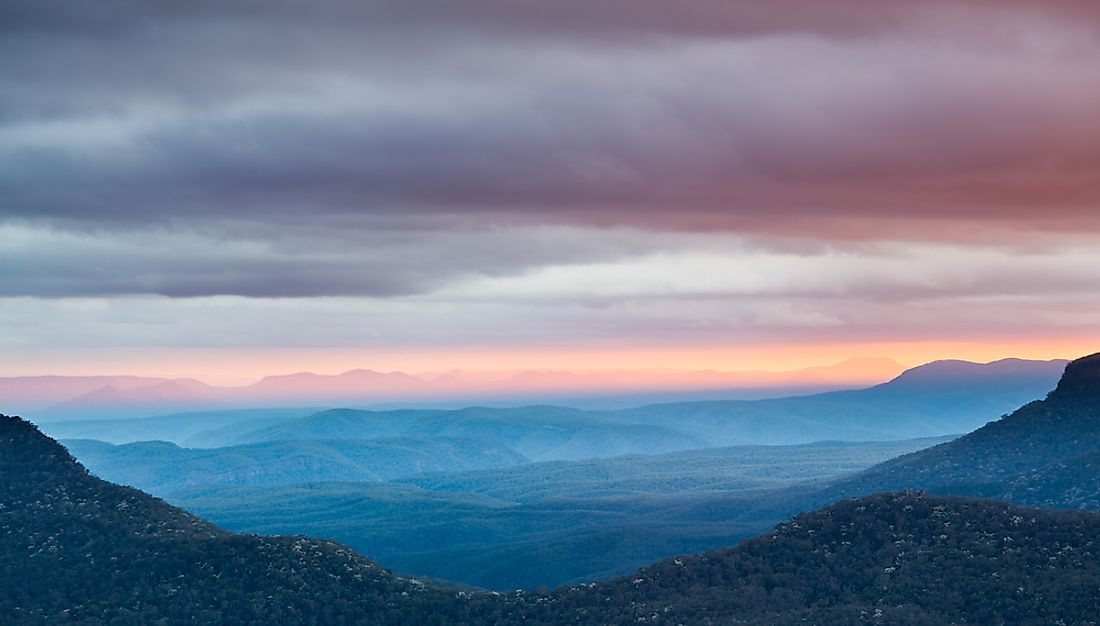 The Blue Mountains were named for the blue haze that seems to hang above the forest of eucalyptus trees.