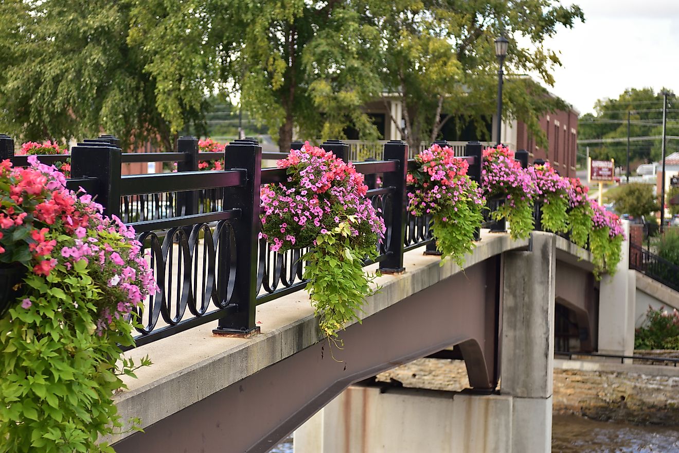  Pedestrian bridge crossing the Cannon River in Northfield, Minnesota.
