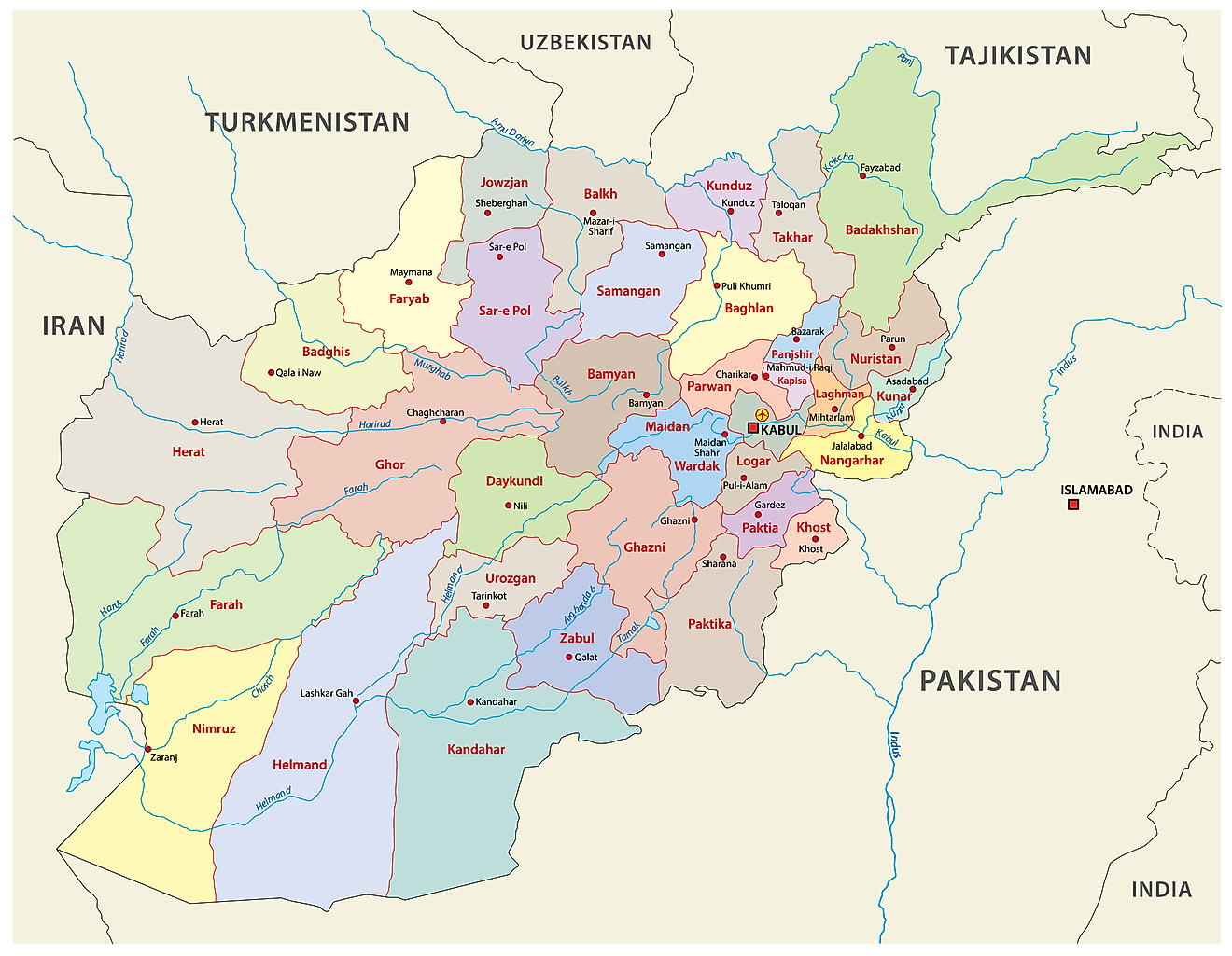 Provinces Of Afghanistan Map 