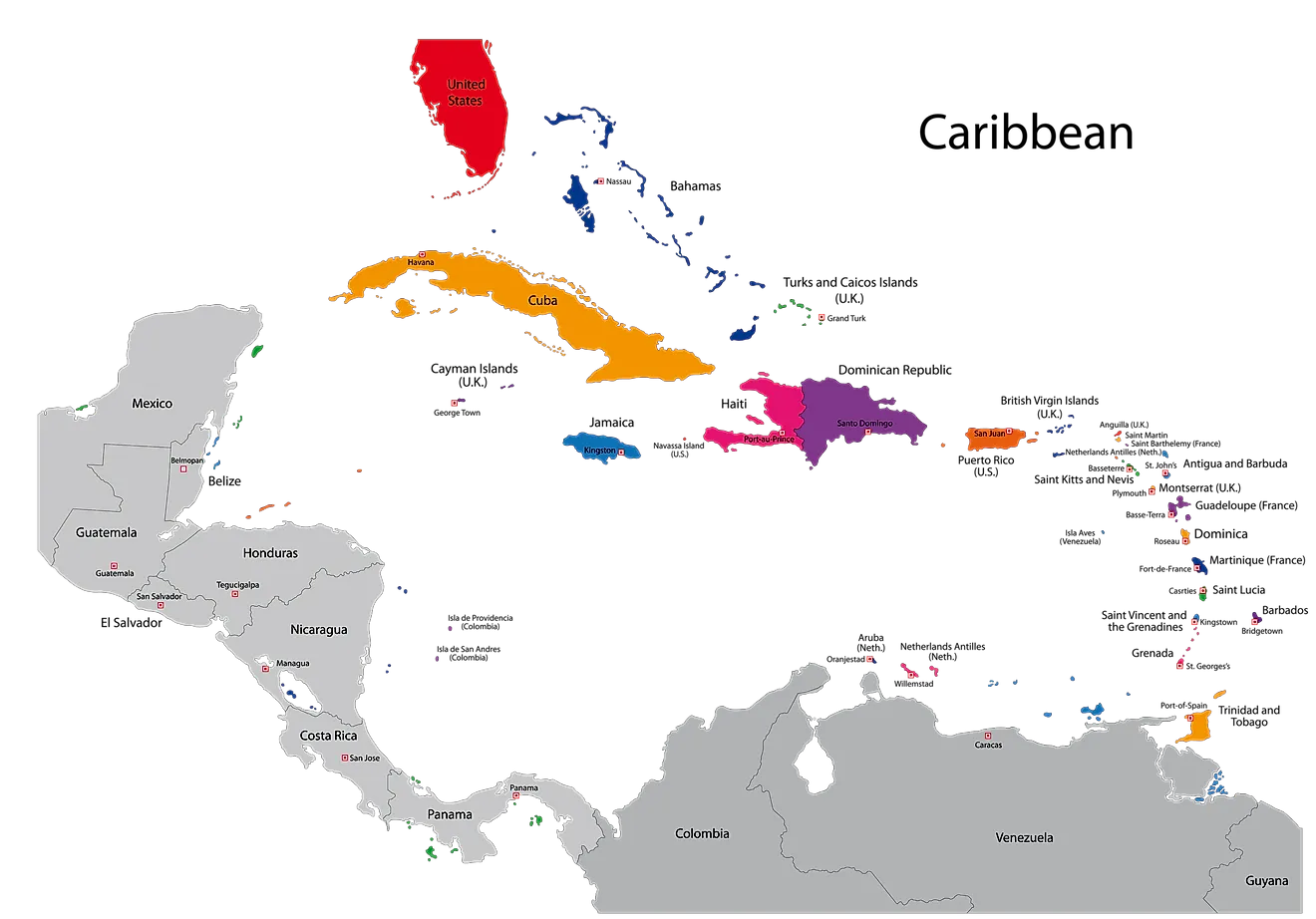 Map Of Caribbean Islands With Names Caribbean Countries - Worldatlas