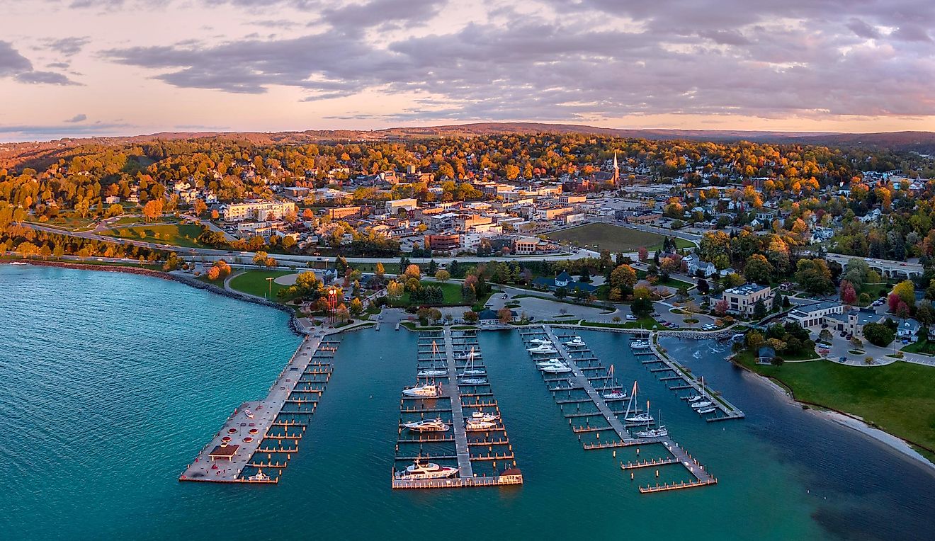 Aerial view of Petoskey, Michigan.