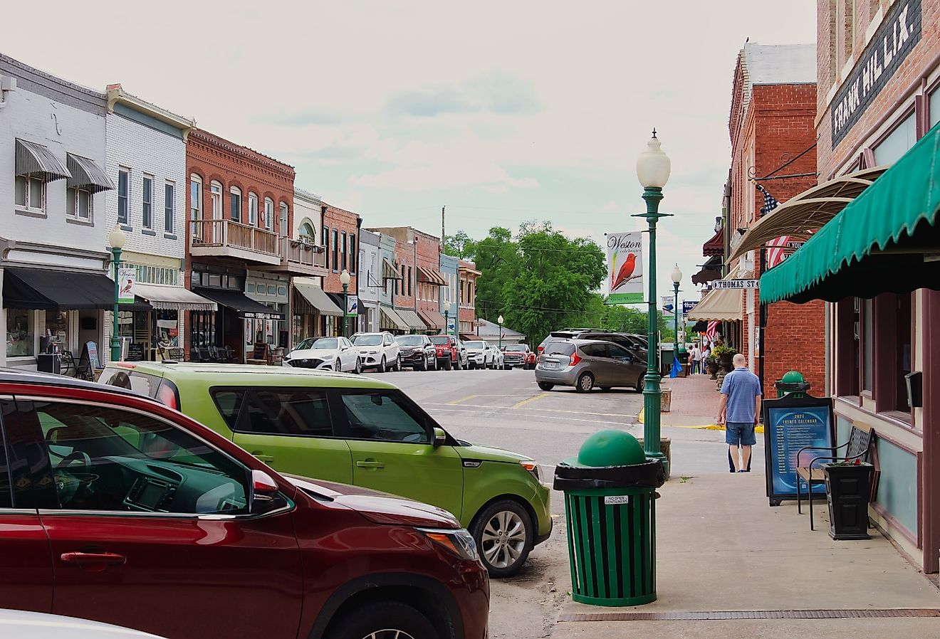 Downtown Main Street in Weston, Missouri. Image credit Matt Fowler KC via Shutterstock