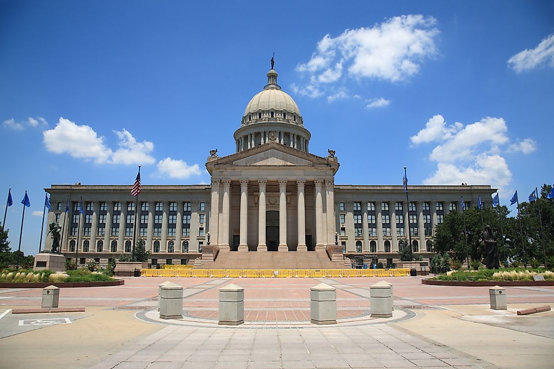 The Oklahoma State Capitol Building in Oklahoma City was built between 1914 and 1917.