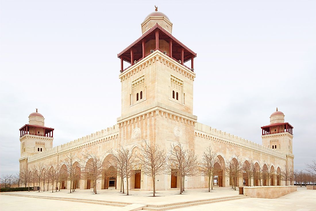 The King Hussein Bin Talal mosque in Amman is the largest mosque in Jordan.