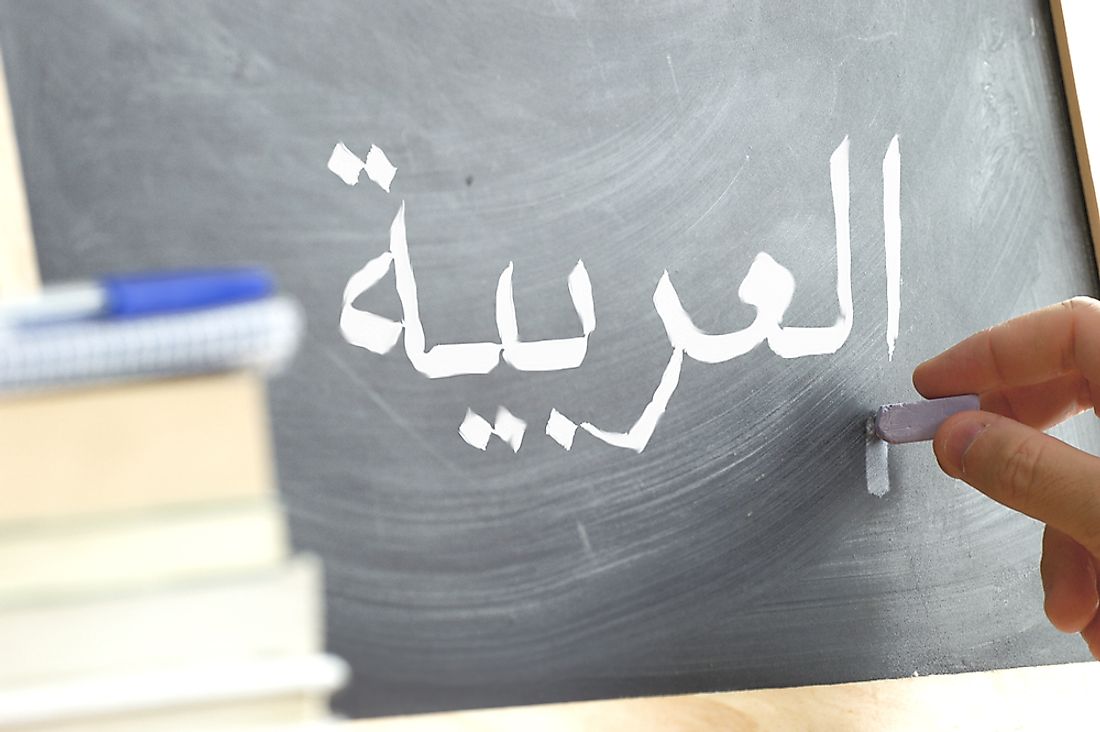 Arabic text on a keyboard. Arabic is spoken by most people in Algeria. 