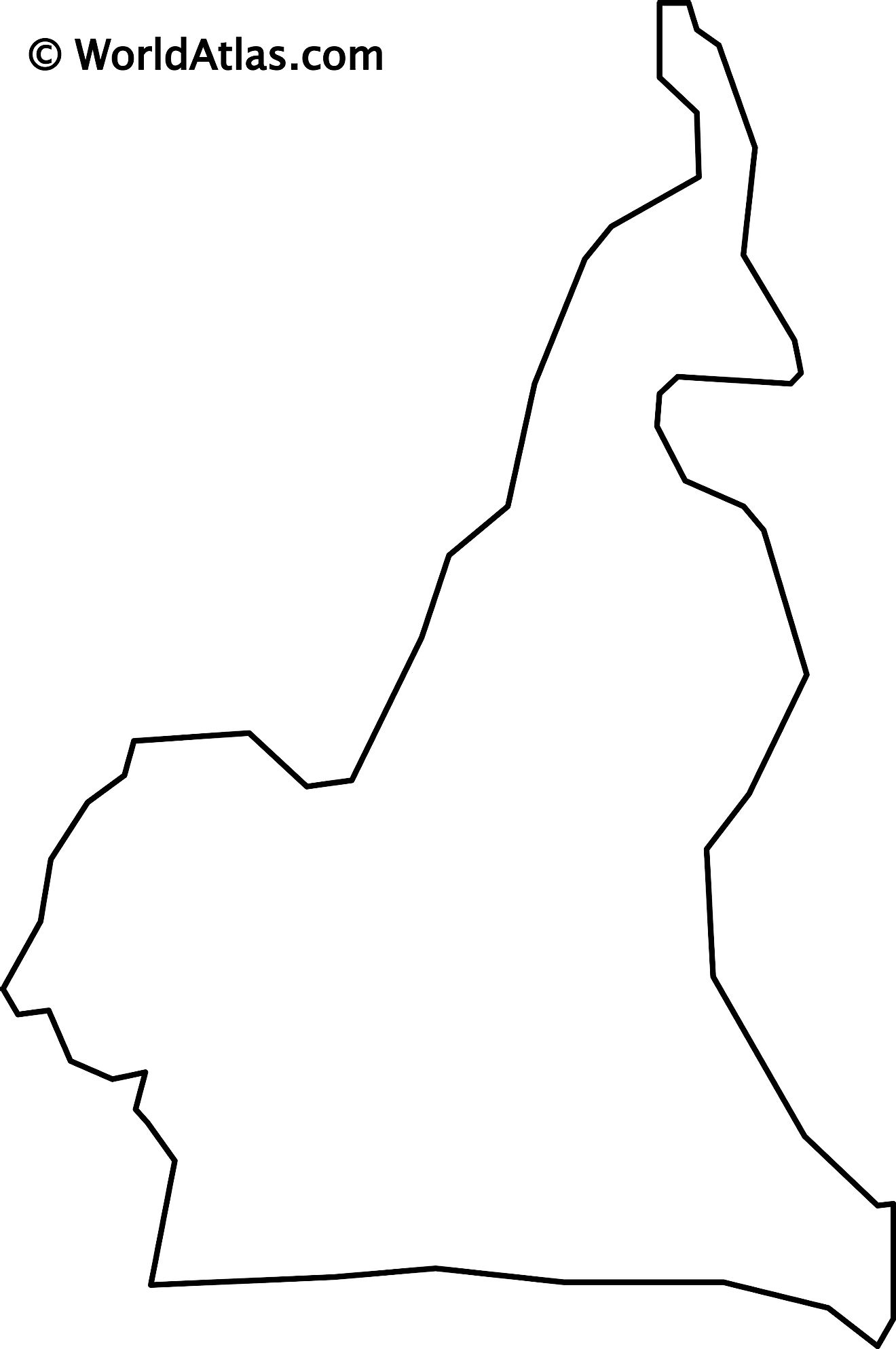 Mapa de contorno en blanco de Camerún