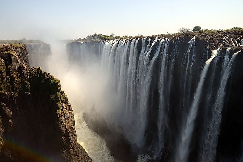 The breathtaking sight of Victoria Falls on the Zambia River between Zimbabwe and Zambia.