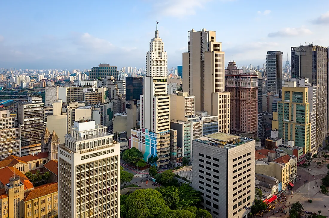 An aerial view of Sao Paolo, the most populated city in Brazil.