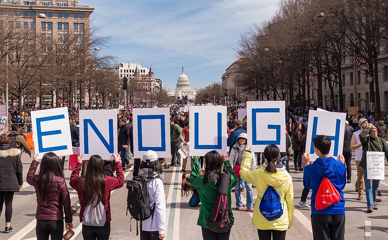 March for Our Lives demonstration, protesting gun violence. Image credit: Rob Crandall / Shutterstock.com