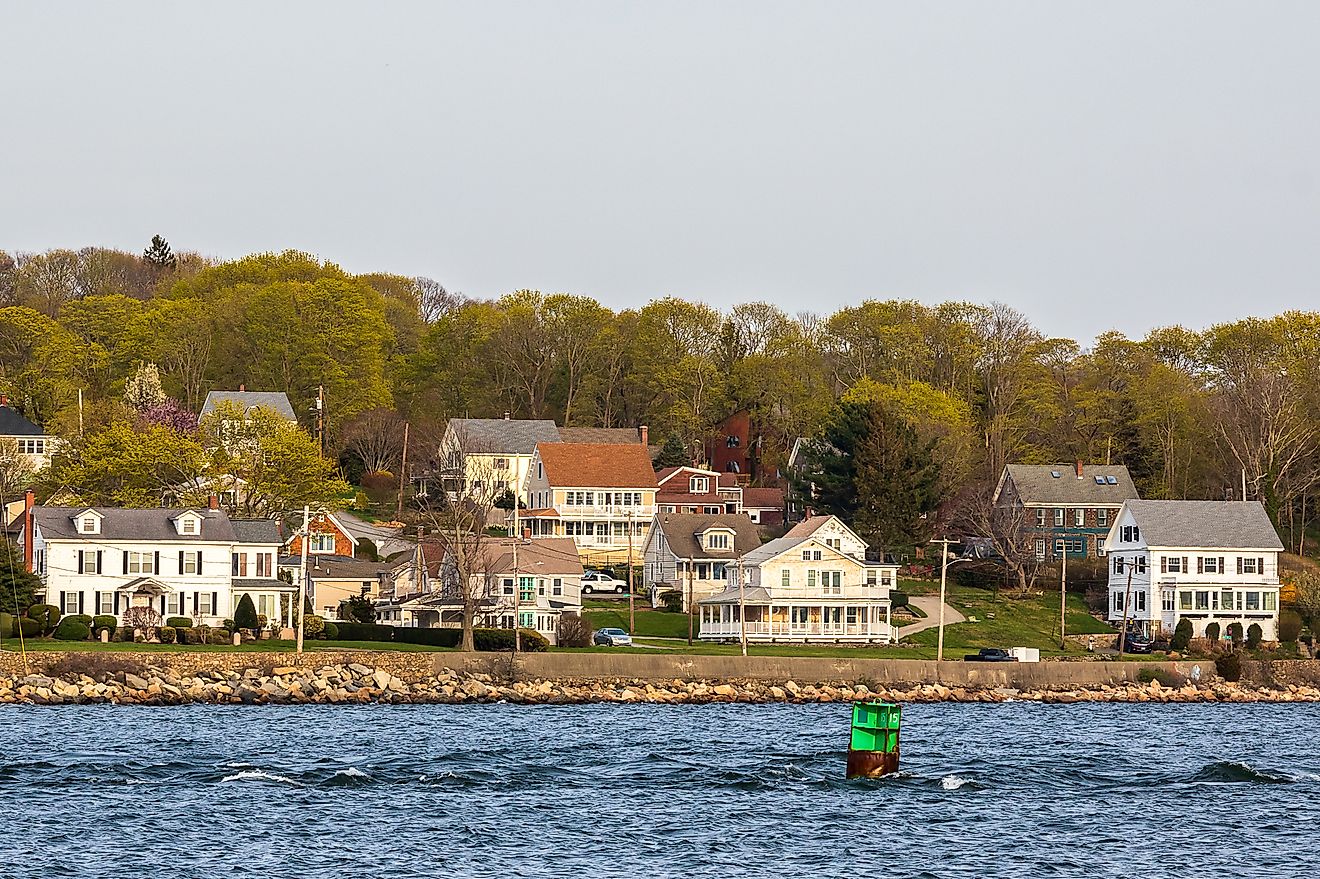 The view of Sakonnet River flowing along Tiverton, Rhode Island