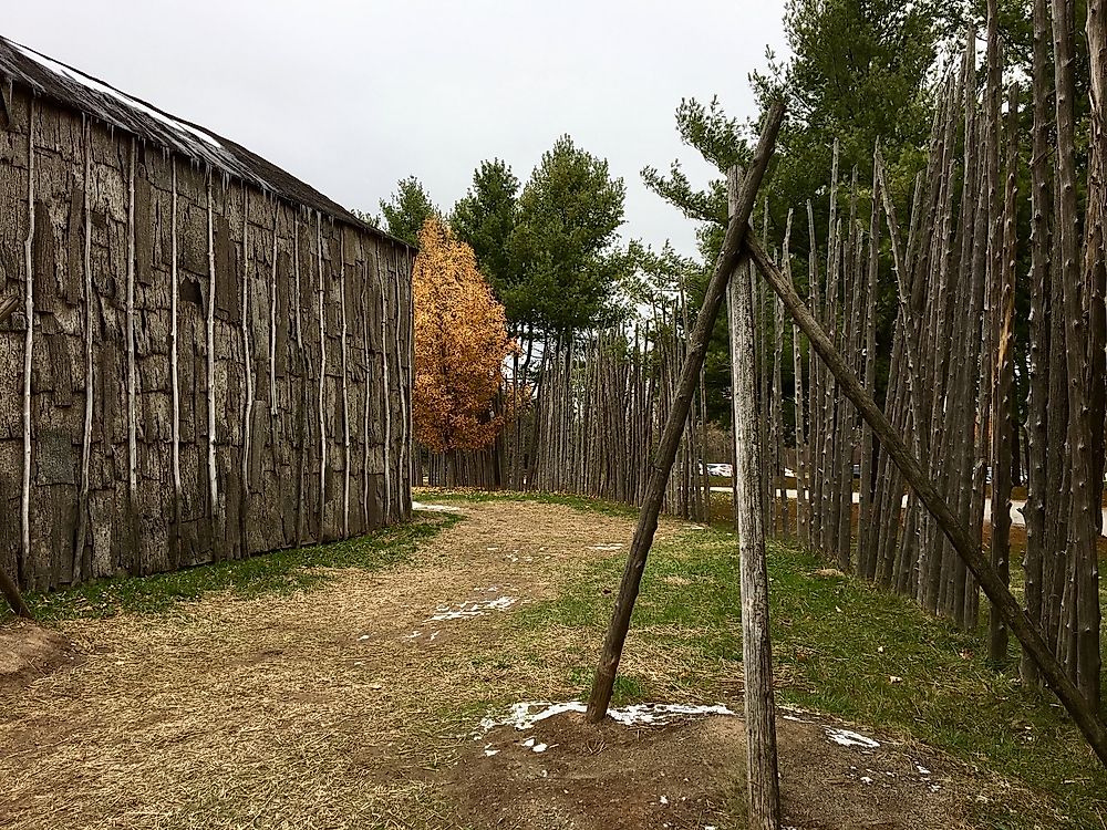 A re-created Huron (Wendat) village in Milton, Ontario, Canada.