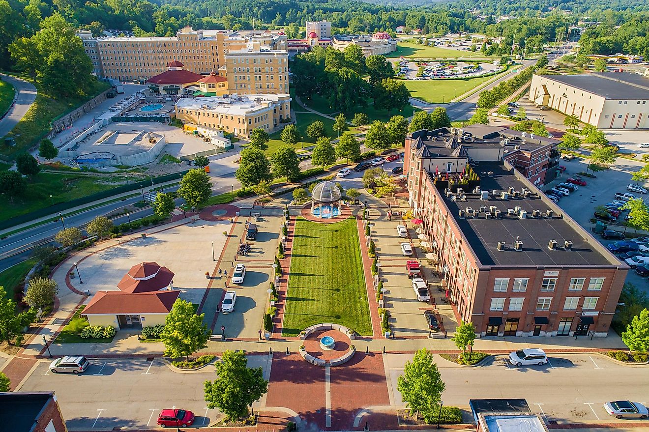 Aerial view of the Historic West Baden Springs Hotel French Lick, Indiana.