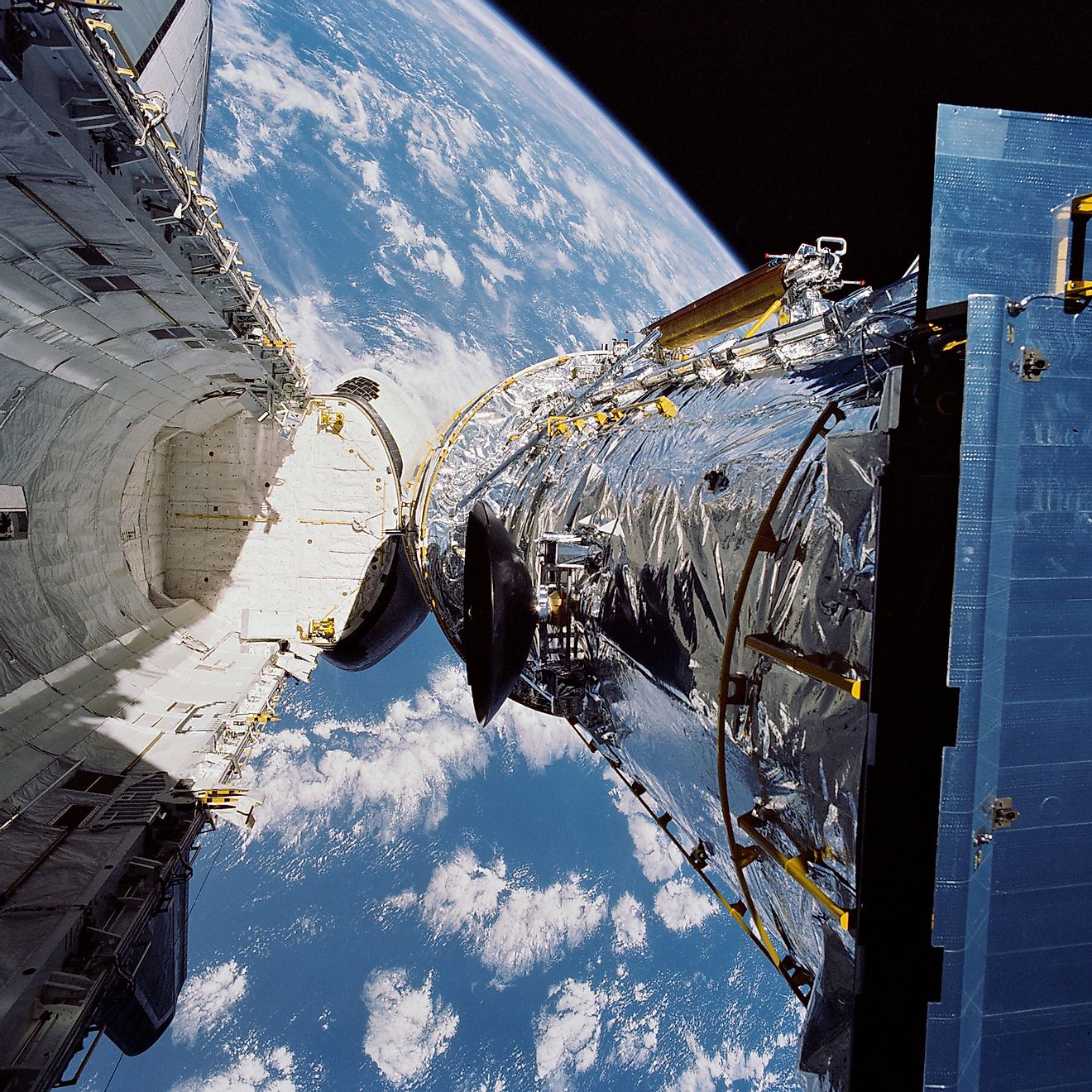 April 25, 1990: Deployment of the Hubble Space Telescope. Image credit: pio3 / Shutterstock.com