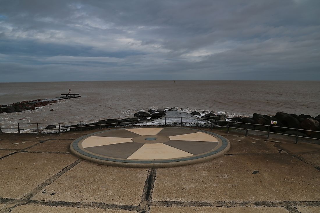 A marker showing Ness Point, the easternmost point of the United Kingdom. 