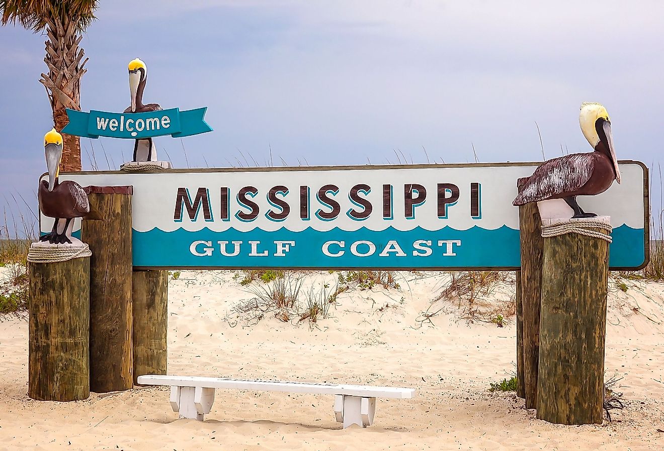 Mississippi Gulf Coast sign in Biloxi, Mississippi.