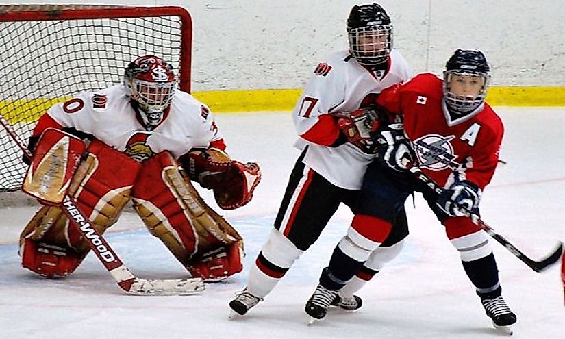 Female ice hockey players in Canada.