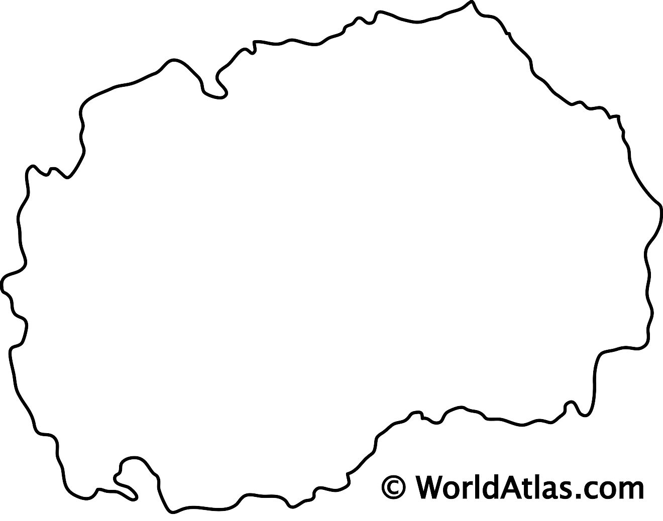 Blank Outline Map of North Macedonia