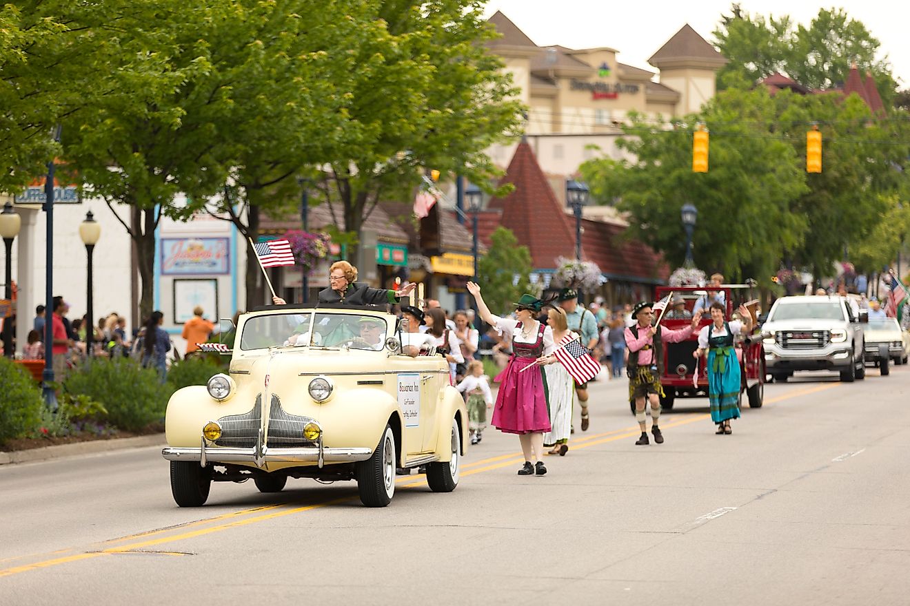Bavarian Festival Parade in Frankenmuth, Michigan. Editorial credit: Roberto Galan / Shutterstock.com.