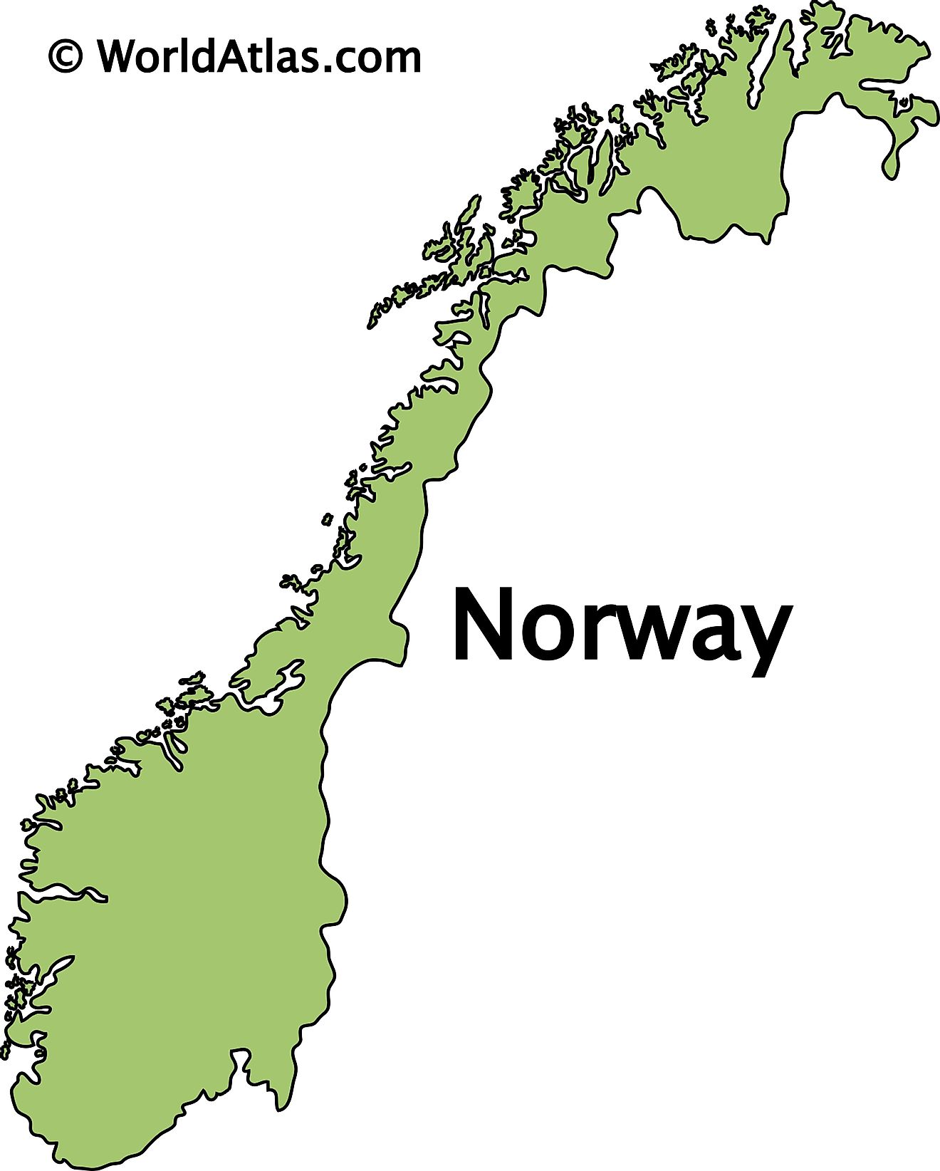 Mapa de contorno de Noruega