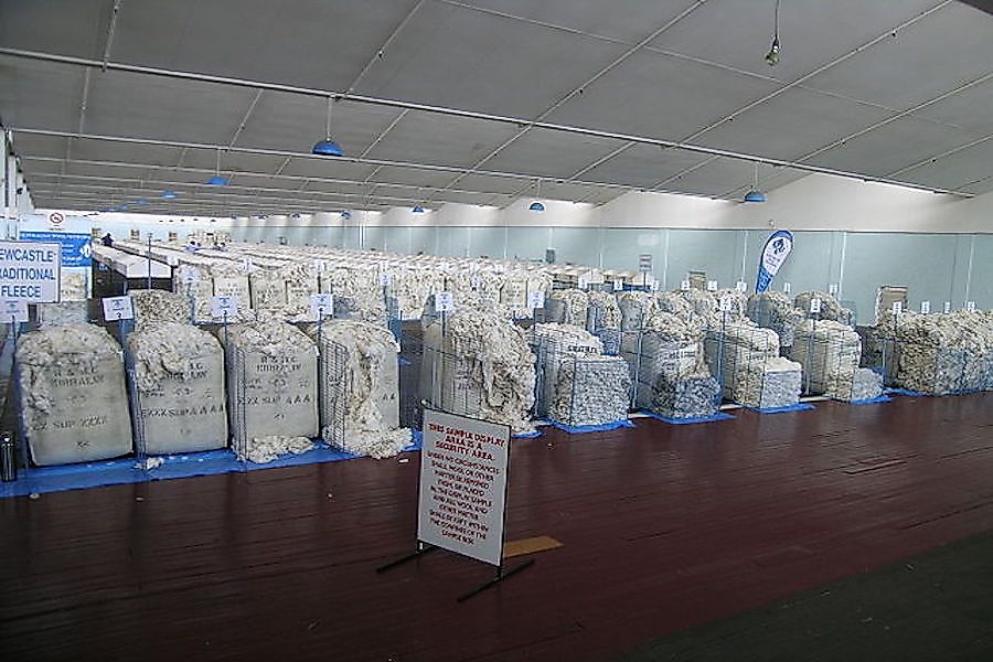 Wool produced in Australia on exhibit for export.