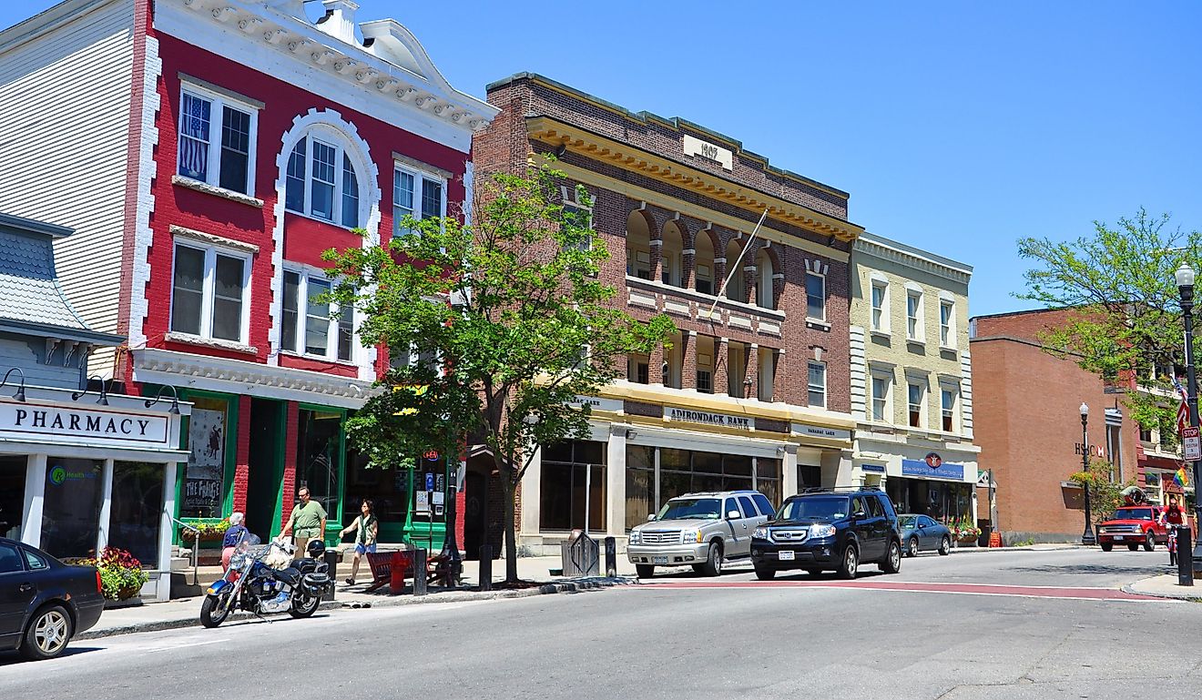 Main Street in village of Saranac Lake in Adirondack Mountains, New York. Editorial credit: Wangkun Jia / Shutterstock.com