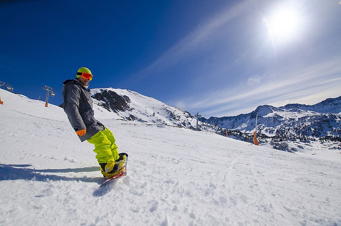 A snowboarder in Andorra. 