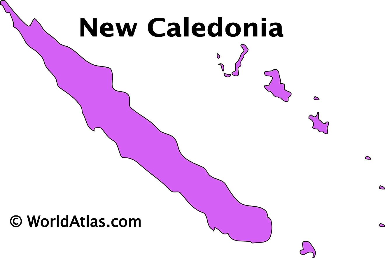 Mapa de contorno de Nueva Caledonia