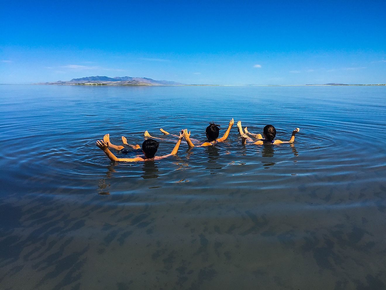 People floating in the Great Salt Lake.