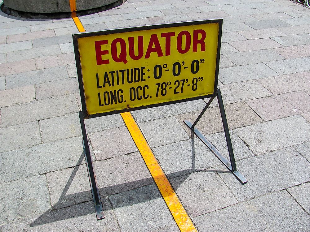 A sign marking the equator in Ecuador. 