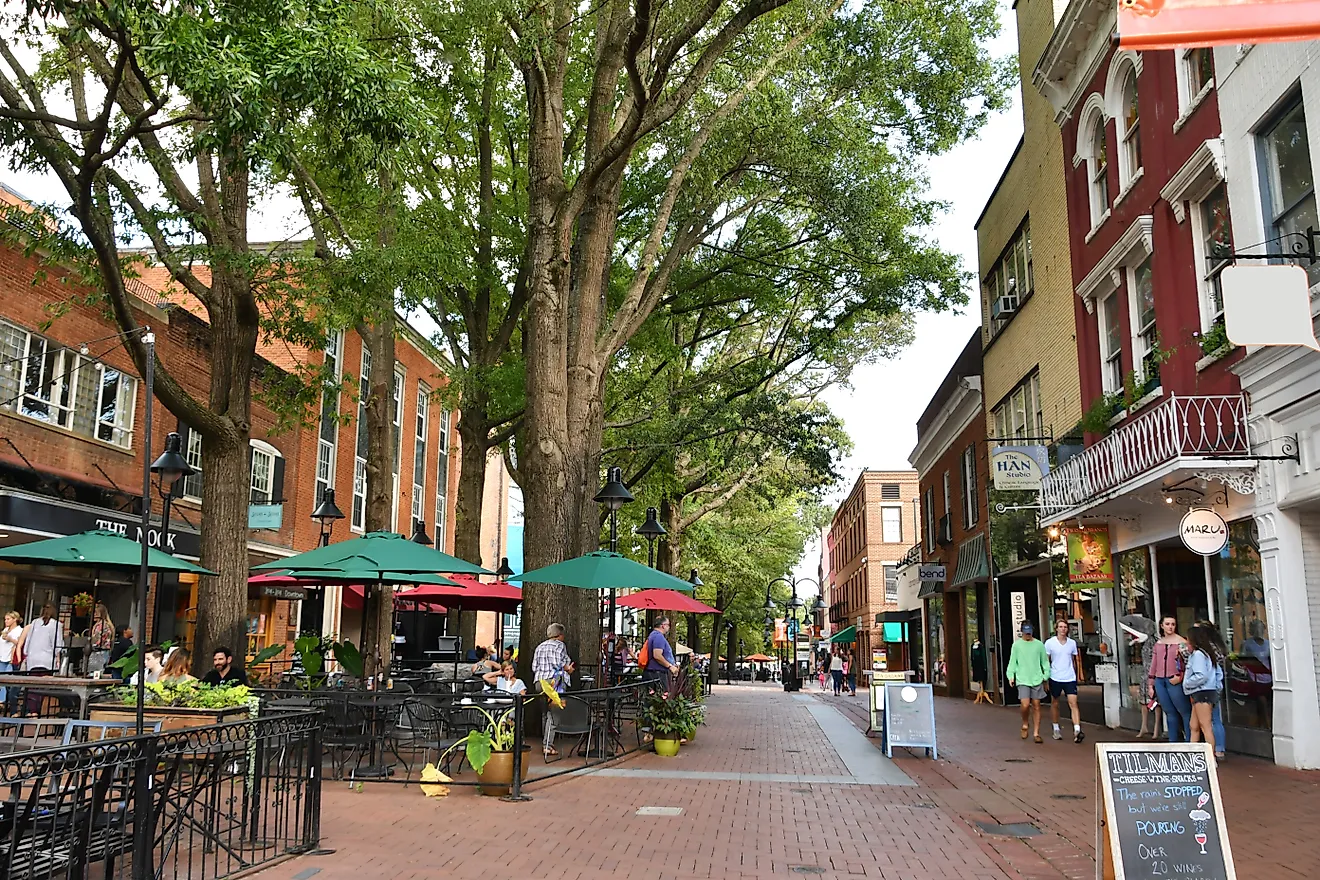 The downtown mall in Charlottesville, Virginia. Image credit: MargJohnsonVA / Shutterstock.com.