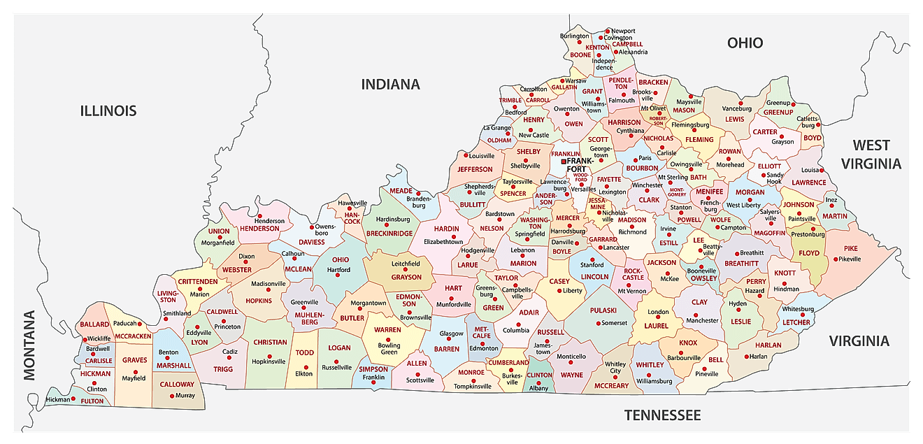 Printable Map Of Kentucky Counties